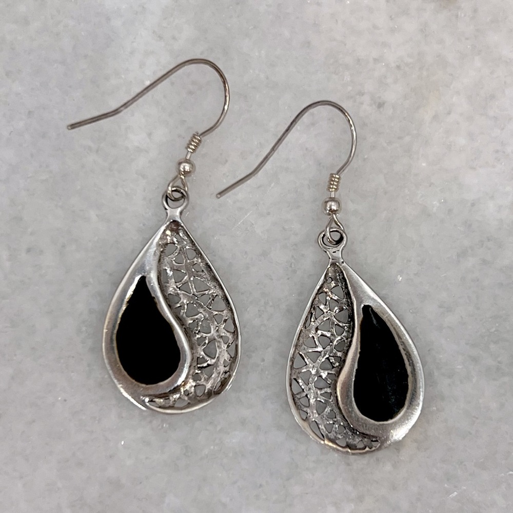 Abalone Shell Sterling Silver Dangle Earrings - Picture 9 of 11